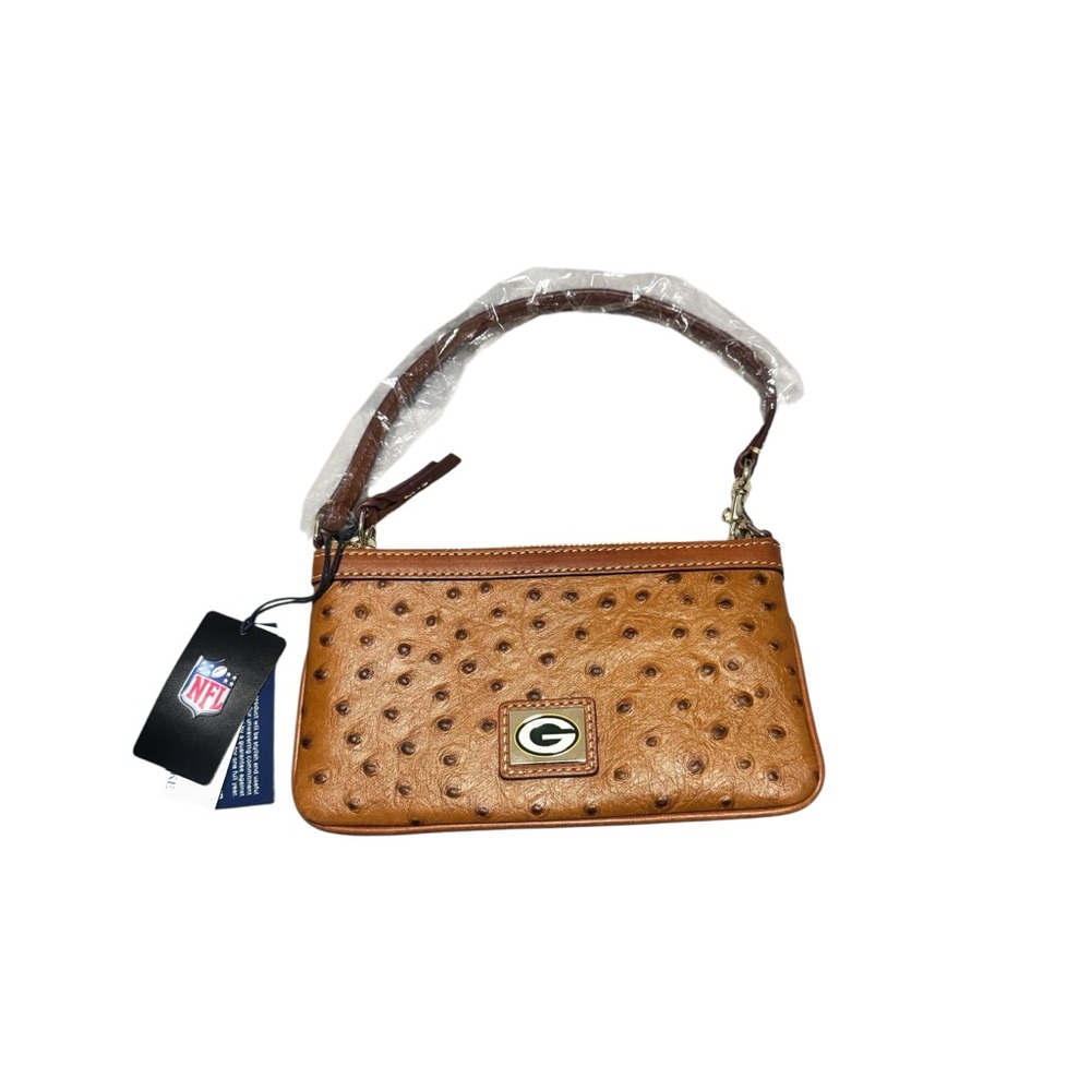 Dooney and Bourke NFL Green Bay Packers Double Zip Wristlet Leather Ostrich NWT - Picture 3 of 4